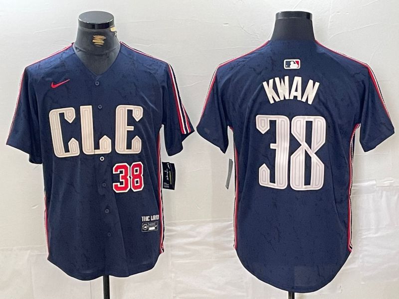 Men Cleveland Indians #38 Kwan Blue City Edition Nike 2024 MLB Jersey style 3